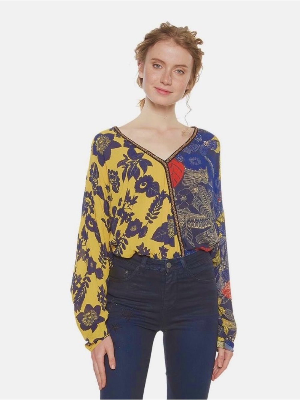 Desigual V-neck Long Sleeve Blouse